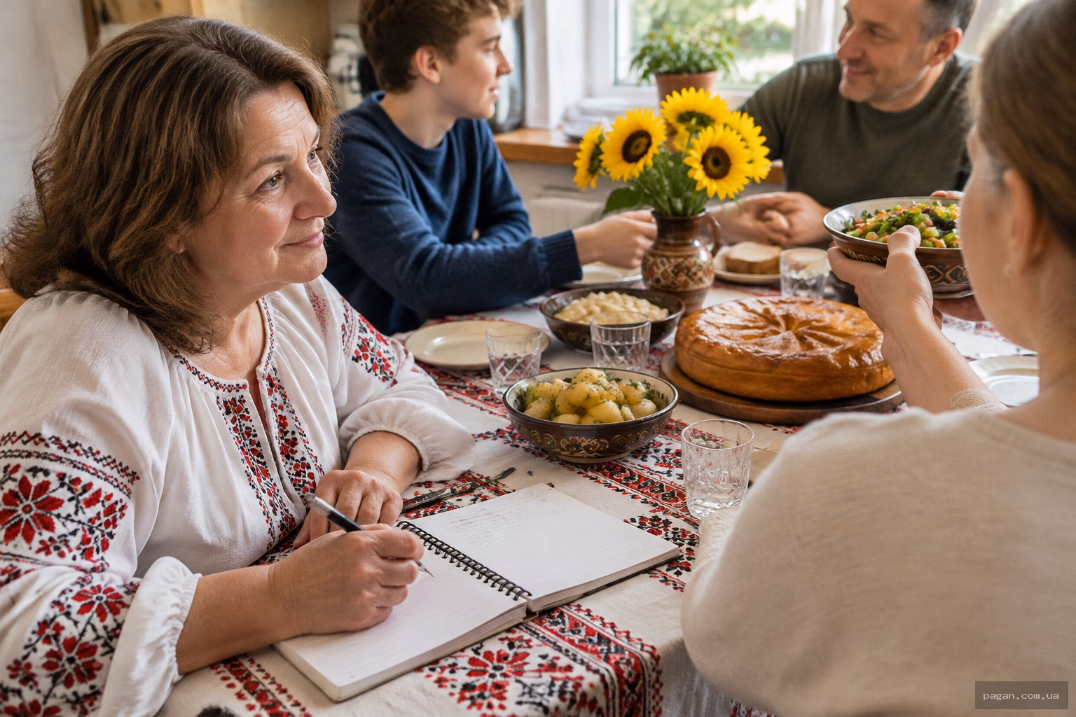 Родина збирається за святковим столом, символізуючи сімейне послання числа 763