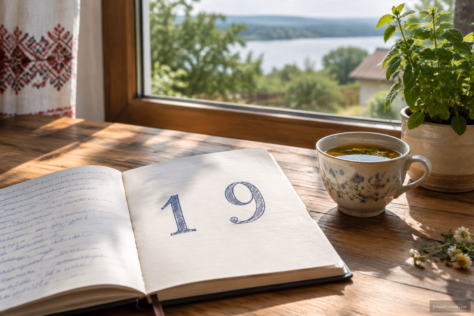 Розклад числа 191 на цифри 1 і 9 у записнику на столі біля вікна