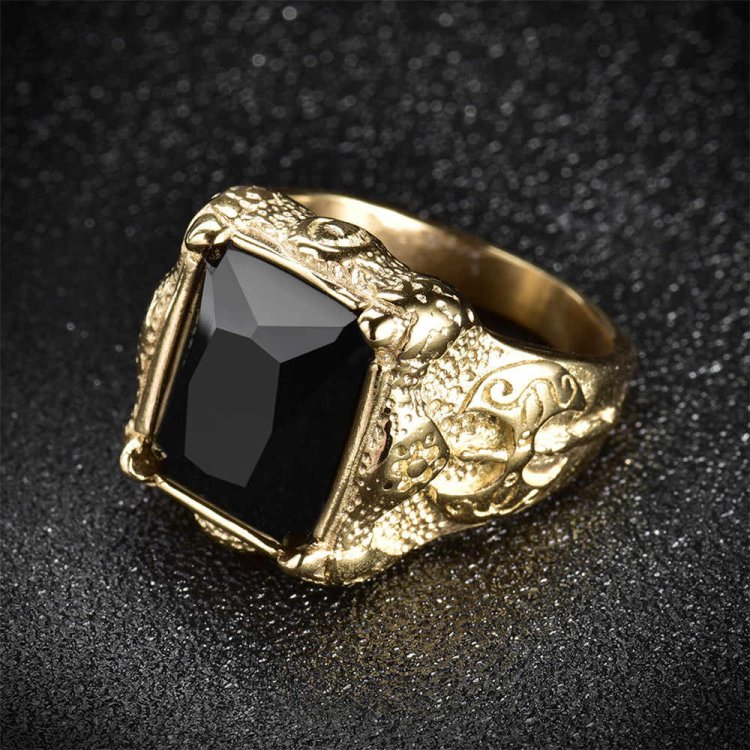 Кільце чоловіче Gold filled Black