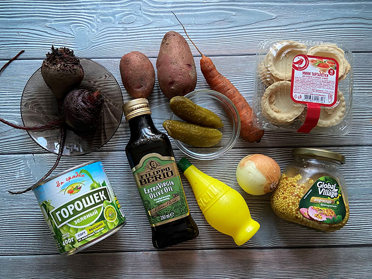 Вінегрет у тарталетках - оригінальна зимова закуска