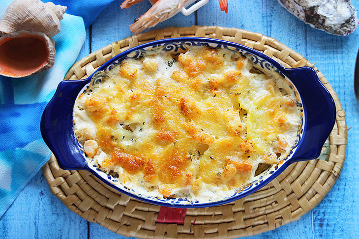 Гратен з картоплі з креветками: рецепт з фото покроково