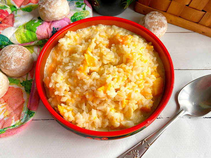 Рисова каша з гарбузом на молоці та воді: покроково